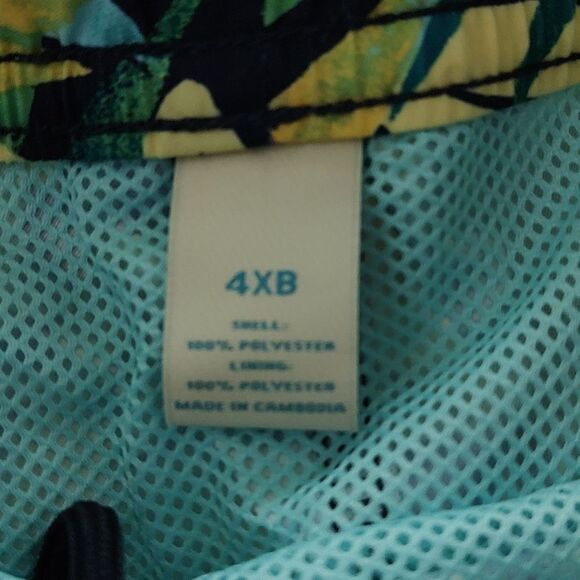 Caribbean Swimwear Mens fern pineapple print big mens swin trunks Sz 4X Sz 4X - Picture 5 of 5